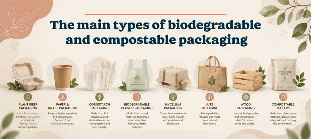 The main types of biodegradable and compostable packaging