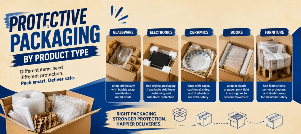 Protective packaging by product type
