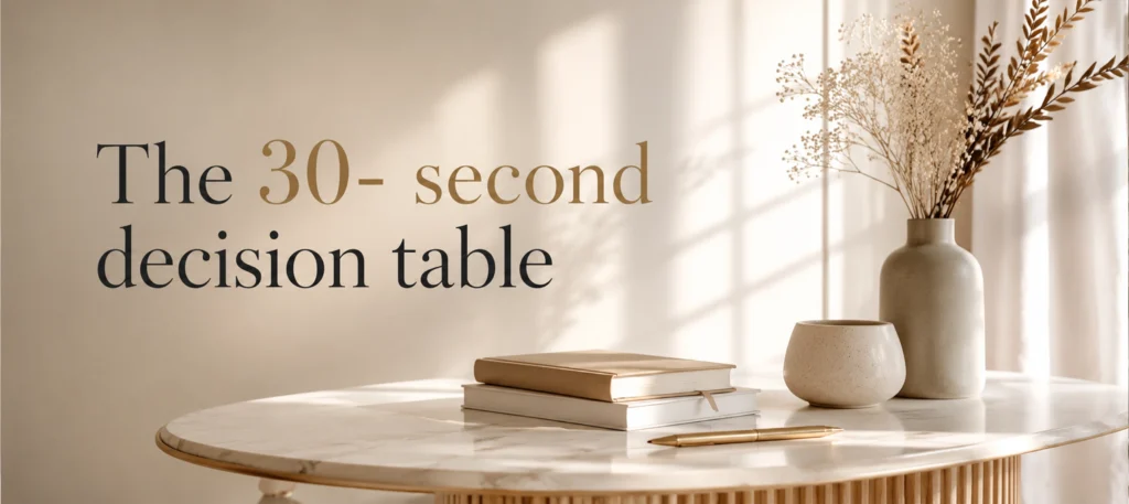 The 30-second decision table