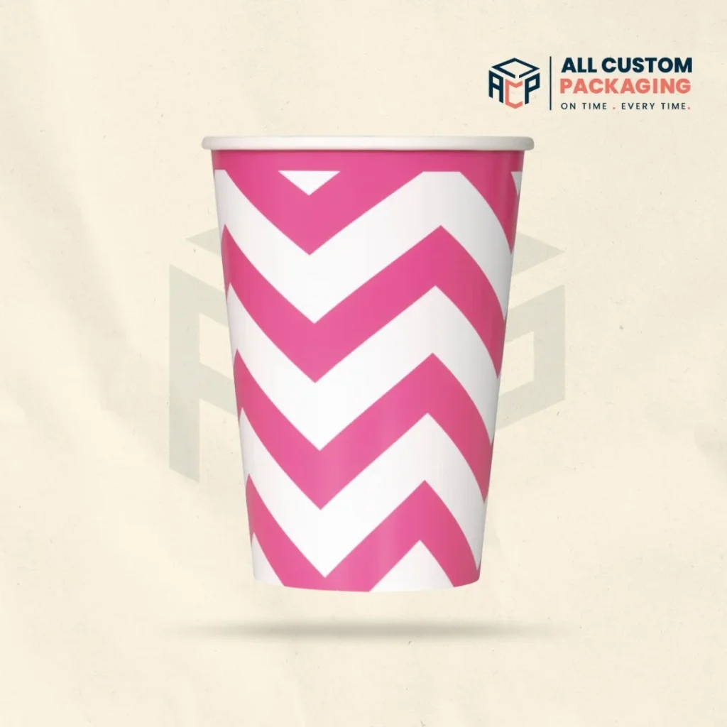 Pink and White Striped Paper Cups