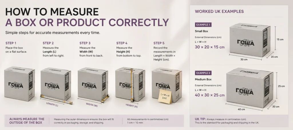 How to measure a box or product correctly