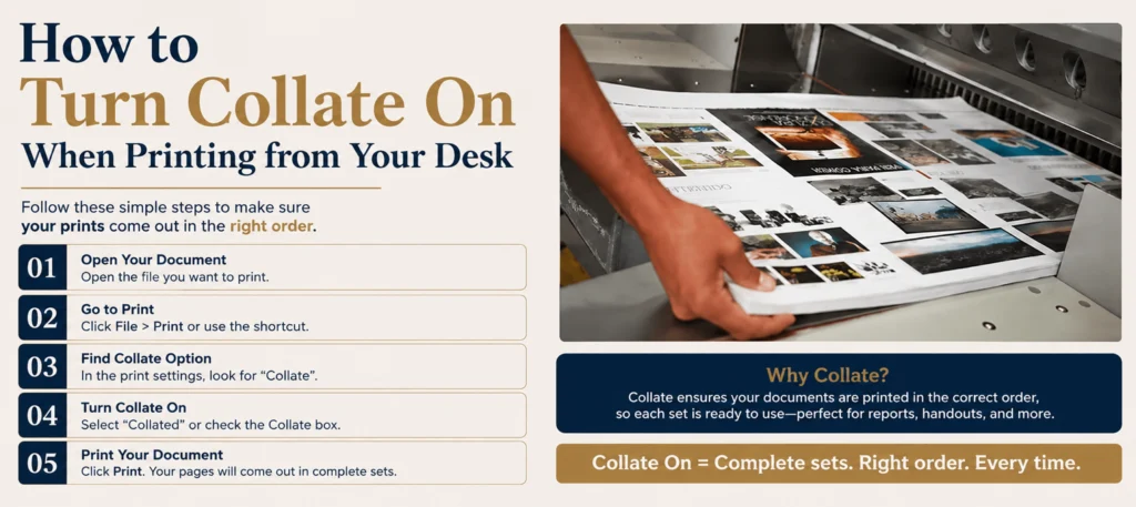 How to turn collate on when printing from your desk