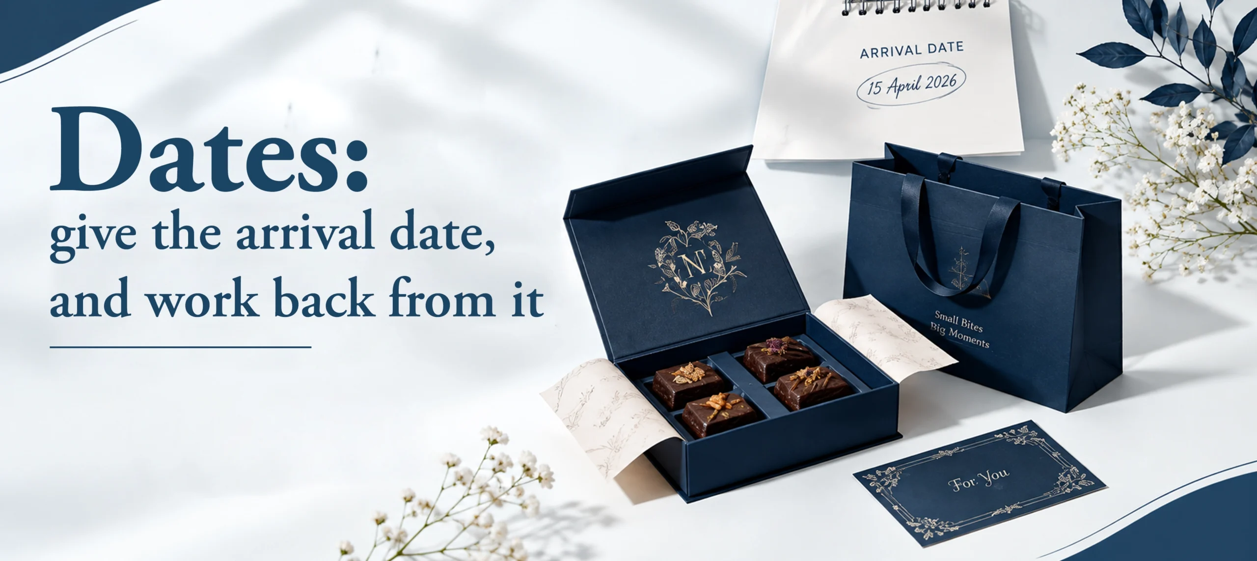 Dates give the arrival date, and work back from it