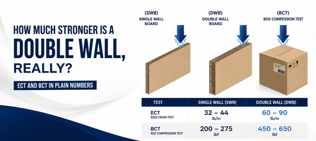 How much stronger is a double wall, really ECT and BCT in plain numbers